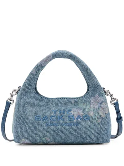 Marc Jacobs Micro Crossbody Sack Bag In Antique Floral Denim In Blue