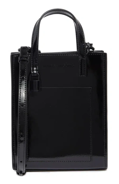 Marc Jacobs Micro Patent Leather Tote In Black