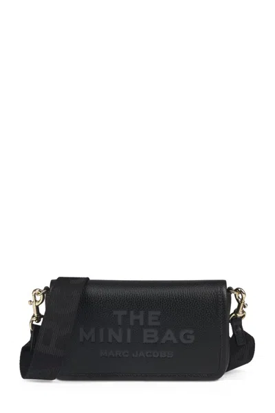 Marc Jacobs Mini Bag Crafted From Textured Cow Leather With Embossed Logo In Black