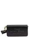MARC JACOBS MINI BLACK CROSSBODY BAG WITH ENGRAVED LOGO IN HAMMERED LEATHER WOMAN