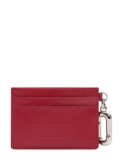 Marc Jacobs Mini Card Case In Split Cow Leather In Crimson