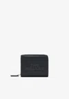Marc Jacobs Mini Black Full-grain Leather Wallet In Blue