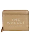 Marc Jacobs 'mini Compact' Beige Wallet With Embossed Logo In Brown