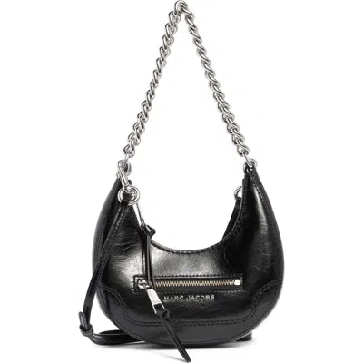 Marc Jacobs Mini Crescent Crinkle Leather Crossbody Bag In Black