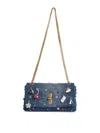 Marc Jacobs Mini  Double Chain Bag In Blue Denim In Blue