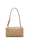 Marc Jacobs Mini Dual Beige Quilted Crossbody Bag With Turn-lock Closure And Adjustable Shoulder Strap In Leathe