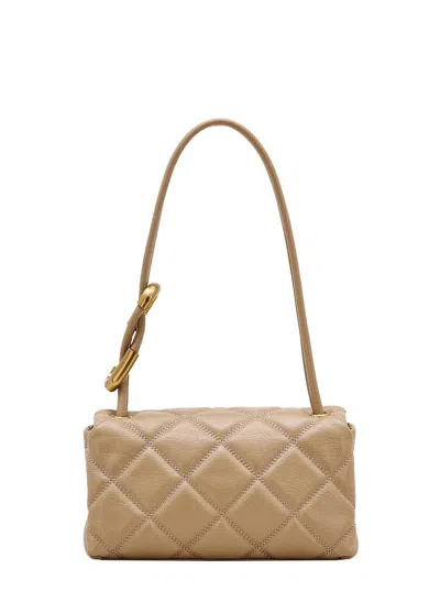 Marc Jacobs 'mini Dual' Beige Quilted Crossbody Bag With Turn-lock Closure And Adjustable Shoulder Strap In Leat