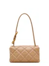Marc Jacobs Mini Dual Beige Quilted Crossbody Bag With Turn-lock Closure And Adjustable Shoulder Strap In Leathe