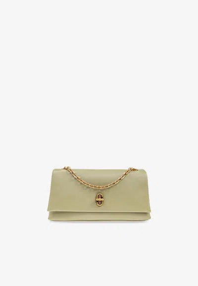Marc Jacobs Mini Dual Chain Crossbody Bag In Smooth Leather In Green
