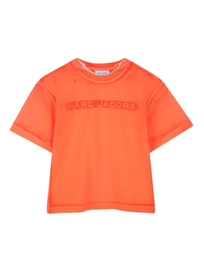 Marc Jacobs Mini Embroidered Logo Tee - Short Sleeves In Orange