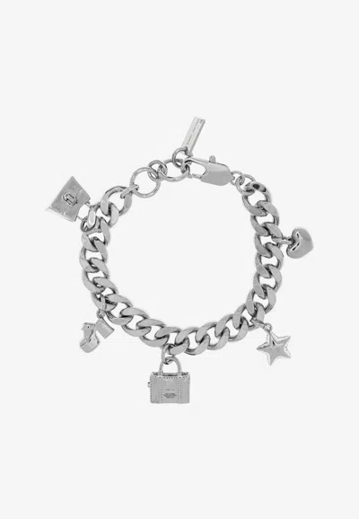 Marc Jacobs Mini Icon Charm Bracelet In Silver