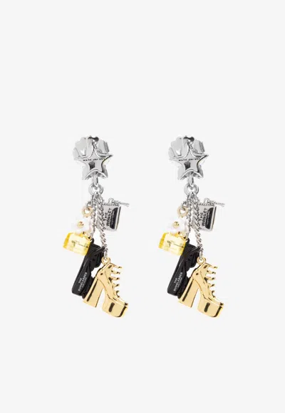 Marc Jacobs Mini Icon Charm Earrings In Silver