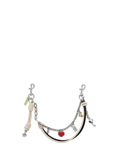 Marc Jacobs Mini Icon Charm Keychain With Draped Effect And Charms In Black