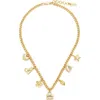 Marc Jacobs Mini Icon Charm Necklace In Light Antique Gold