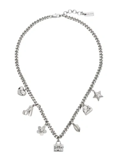 Marc Jacobs Mini Icon Charm Necklace In Silver