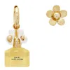 Marc Jacobs Mini Icon Daisy Asymmetrical Earrings In Brown