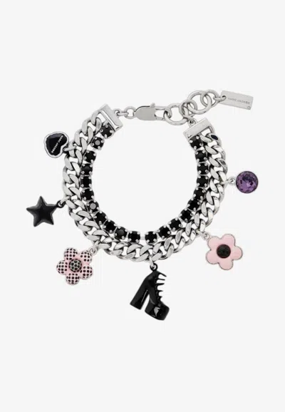 Marc Jacobs Mini Icon Dot Charm Bracelet In Silver
