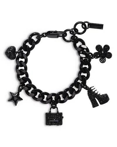 Marc Jacobs Mini Icon Pave Charm Bracelet In Black