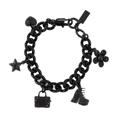 Marc Jacobs Mini Icon Pave Charm Bracelet In Black