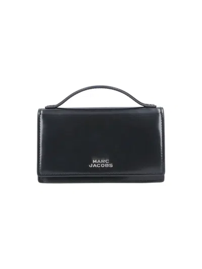 Marc Jacobs Mini Leather Handbag With Magnetic Closure - 11 Cm Height, 19 Cm Width In Black