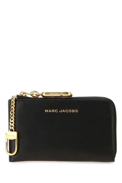 Marc Jacobs Mini Leather Zip Card Case With Clip In Black