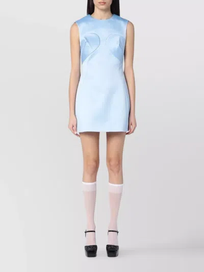 Marc Jacobs Mini Satin Dress Round Neckline In Blue