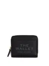 Marc Jacobs The Mini Black Wallet With Engraved Logo On The Front In Hammered Leather Woman In Black