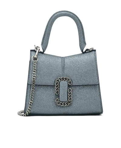 Marc Jacobs Mini St Marc Glittery Crossbody Bag In Silver/antique Silver