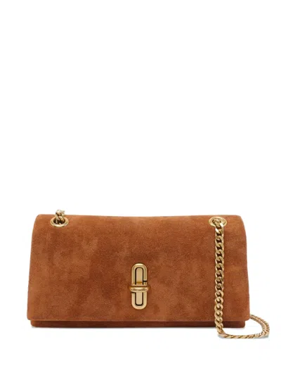 Marc Jacobs Mini The Dual Chain Suede Shoulder Bag In Brown