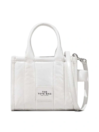 Marc Jacobs Mini The Shiny Crinkle Tote Bag In White