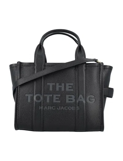 Marc Jacobs Mini Tote Handbag In Premium Grained Leather With Detachable Strap In Black