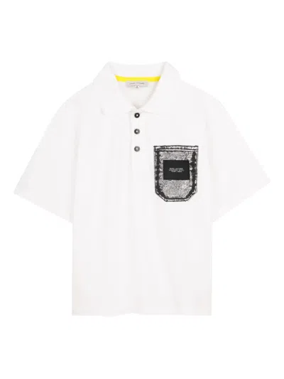 Marc Jacobs Mini Trompe L'oeil Pocket Print Short Sleeve Polo In White