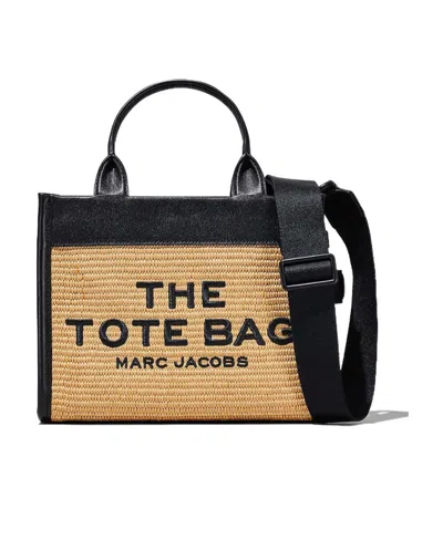 Marc Jacobs Mini Woven-raffia Tote Bag In Nude