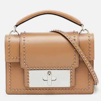 Pre-owned Marc Jacobs Mischief Beige Leather Studded Top Handle Bag In Sand