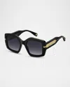 Marc Jacobs 53mm Gradient Rectangular Sunglasses In Black Crystal