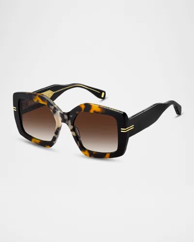 Marc Jacobs Mj 1109s Acetate Rectangle Sunglasses In Havana/brown Sf