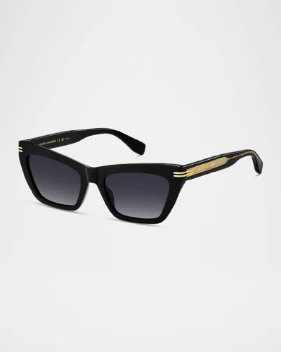 Marc Jacobs Mj 1112/s Acetate Cat-eye Sunglasses In Black Crystal/dark Grey Sf