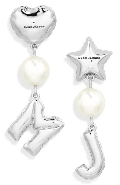 Marc Jacobs Mj Balloon Charm Drop Earrings In Silver