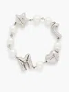 Marc Jacobs Mj-balloon Pearl Bracelet In Silver