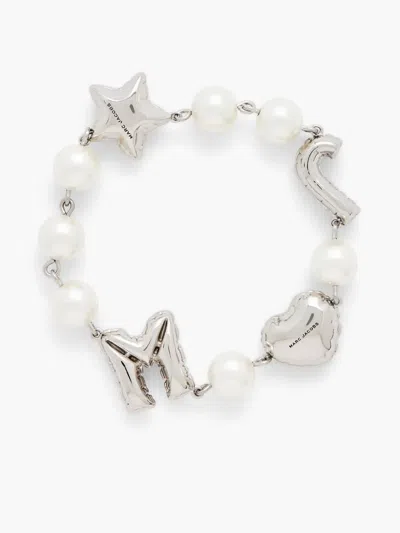 Marc Jacobs Mj-balloon Pearl Bracelet In Silver