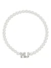 Marc Jacobs Mj Logo Lettering Pearl Necklace In Metallic