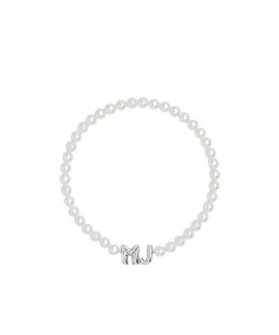 Marc Jacobs Mj Logo-lettering Pearl Necklace In White
