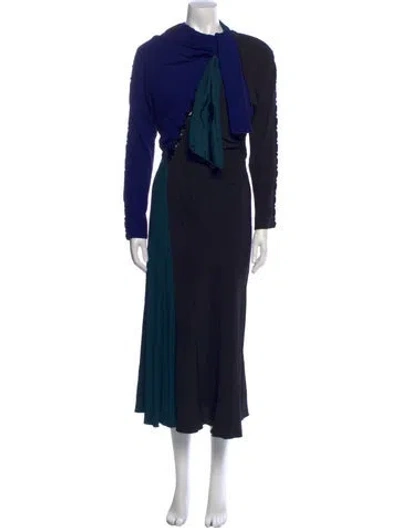 Pre-owned Marc Jacobs Mock Neck Long Dress In Blue