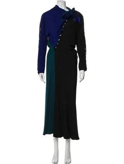 Pre-owned Marc Jacobs Mock Neck Long Dress In Blue