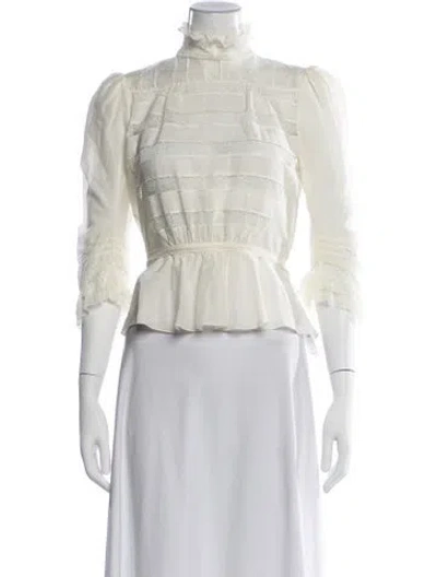 Pre-owned Marc Jacobs Mock Neck Three-quarter Sleeve Blouse In Neutrals