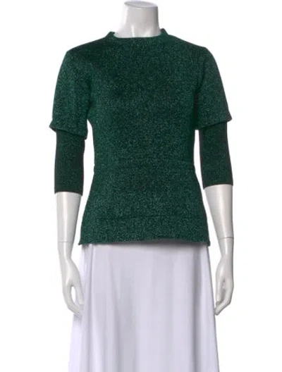 Pre-owned Marc Jacobs Mock Neck Three-quarter Sleeve Top In Green