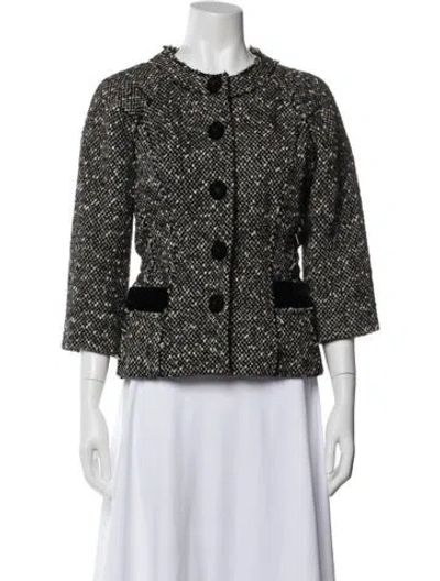 Pre-owned Marc Jacobs Mohair Tweed Pattern Evening Jacket In Black