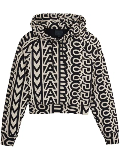 Marc Jacobs Monogram-pattern Cotton Hoodie In Black