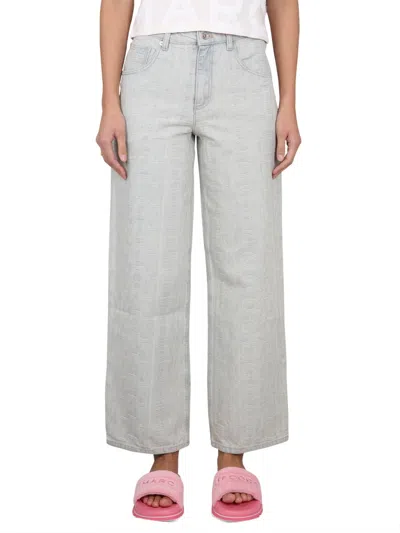 Marc Jacobs Monogram Denim Jeans In Blue