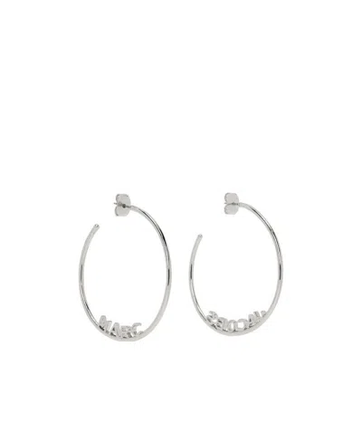 Marc Jacobs Monogram Hoop Earrings In Gray